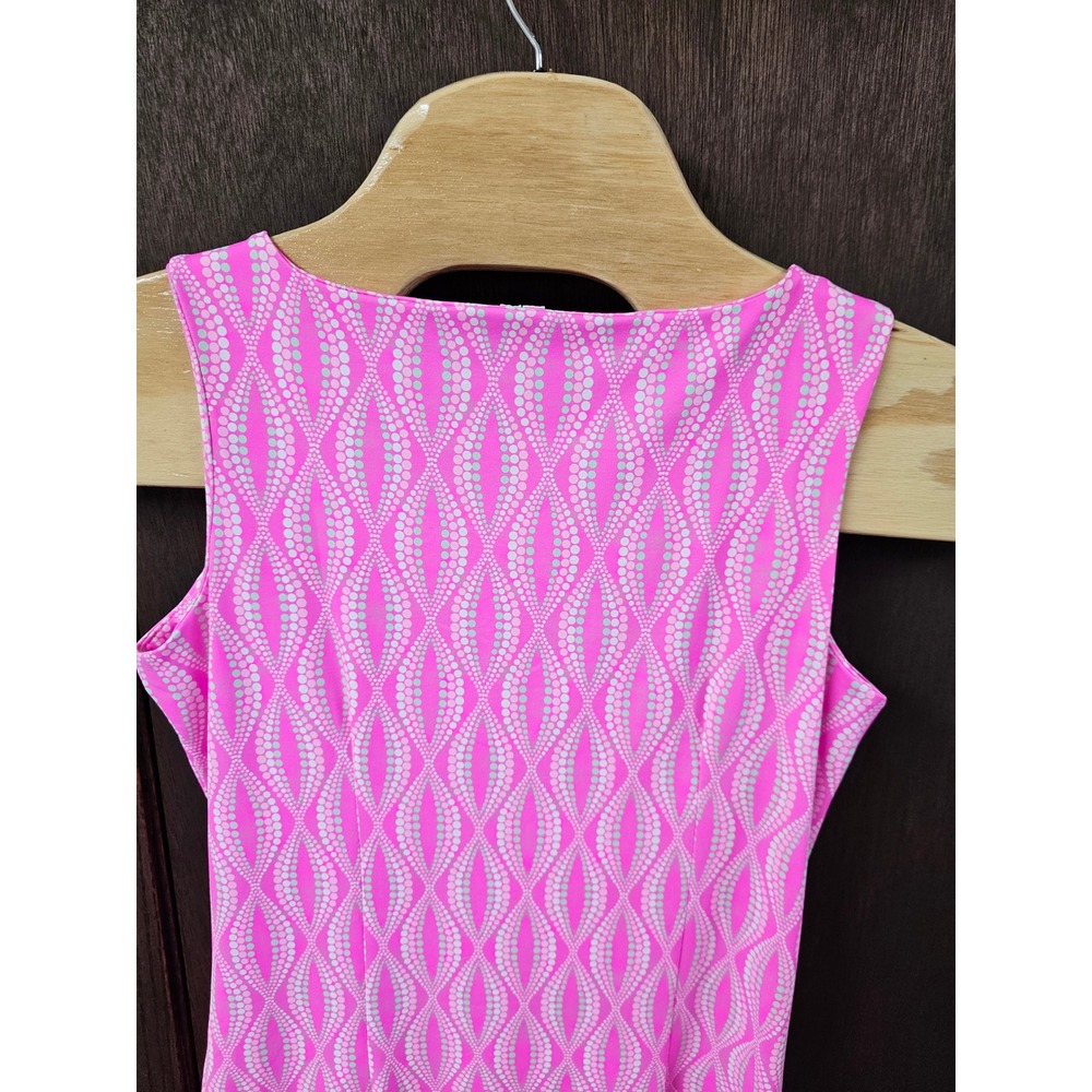Lulu-B Pink White Geometric Dot Sleeveless Shift Dress Womens Small - Picture 8 of 9